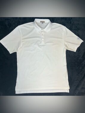 Peter Millar White Summer Comfort Golf Polo King & Bear Club Men Size Large S/S